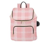 Zaini da donna a quadri rosa e bianchi, alla moda, impermeabile, borsa da viaggio per scuola, lavoro, viaggio