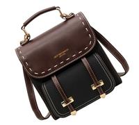 Zaini da donna alla moda, design vintage, tracolla regolabile, borsa a tracolla in PU per varie occasioni, Nero