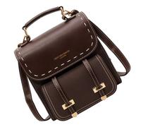 Zaini da donna alla moda, design vintage, tracolla regolabile, borsa a tracolla in PU per varie occasioni, Colore caffè.
