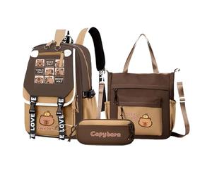 Zaini da ragazza per la scuola | Cara Capybara School Bag per bambini - Elegante borsa da scuola per bambini inclusa borsa a tracolla e astuccio per penne per libri di scuola Bottiglie d'acqua