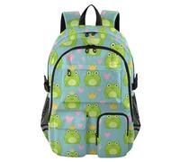 Zaini da viaggio Blue Frogs con corone e cuori borsa da lavoro 44,5 cm