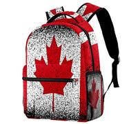 Zaini da viaggio per il tempo libero, bandiera del Canada Grunge Maple Leaf Rosso Bianco Nero Borse con portabottiglie per ragazze ragazzi