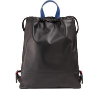 DUDU Zaino a Sacca in Pelle da Donna Sportivo di Moda Borsa Sacchetto con Coulisse e Spallacci Sottili in Pelle Nero