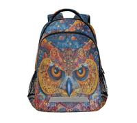 Zaini etnici con stampa di gufo roma per bambini borsa scolastica zaino per studenti borsa per libri per ragazzi ragazze borsa casual, Stampa etnica civetta Roma, Taglia unica