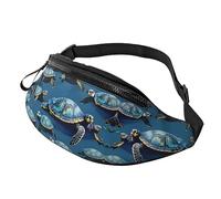 Zaini in vita per uomo e donna, foulard alla moda con tracolla regolabile per viaggi, sport, corsa, matematica geometria geek stampa calcolo, Tartarughe marine multiple - blu, One Size