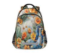 Zaini per bambini con cactus con viso di tori e cactus, per bambini, per la scuola, per studenti, per ragazzi e ragazze, borsa casual, Bulls Face Cactus Jeans Scarpe, Taglia unica