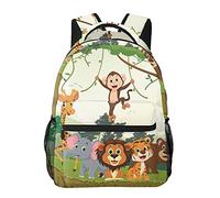 Zaini per bambini con foglie di girasole e api borse per la scuola da 16 pollici per laptop bookbag zaino casual per ragazzi ragazze di 1° - 6° grado, Animali della giungla, One Size