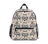 Zaini per bambini in età prescolare con etichetta nome per ragazzi e ragazze, Cute Dog Faces Marrone Beige, Small, Zaini Daypack
