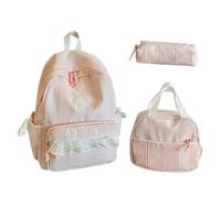 Zaini per bambini per bambine, zaino con astuccio, in pizzo, Colore | Ampio spazio portaoggetti, astuccio incluso, dettagli in pizzo, chiusura lampo, design carino, per bambini e adolescenti