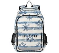 zaini per bambini per la scuola 8-12: borse leggere per libri elementari in colori assortiti - fiocchi di neve blu su strisce