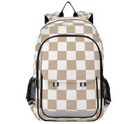Zaini per bambini per la scuola 8-12: libreria moderna per le donne in colori assortiti - Plaid americano marrone e bianco