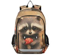 zaini per bambini per scolari 8-12: borsa libri di grande capacità per ragazze adolescenti in colori assortiti - Sweet Raccoon Terracotta