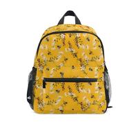 Zaini per bambini ragazzi ragazze bambini carini scuola materna scuola scuola scuola borsa per libri con cintura toracica ricamo elegante ape felicità cottage farfalla fiori rustici giallo, elegante