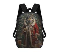 Zaini Per Bambini Stampati 3D Dog Christmas Ritratto by Fireplace Greyhound in Sweater Borse Da Scuola Per Bambini Ragazzi E Ragazze, Borse Da Viaggio, Borse Per Libri Per Scuola O Viaggi, Jolly Wolf