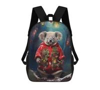 Zaini Per Bambini Stampati 3D Dog Christmas Ritratto by Fireplace Greyhound in Sweater Borse Da Scuola Per Bambini Ragazzi E Ragazze, Borse Da Viaggio, Borse Per Libri Per Scuola O Viaggi, Cute Koala