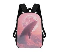 Zaini Per Bambini Stampati in 3D 17inch Whale in The Pink Clouds with Moon Borse Per Libri Ragazzo Ragazza Borsa Scolastica Per Bambini Zaino Scolastico Con Grandi Tasche Per Bambini Scuola