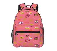 Zaini per dolci e dessert, zaini per laptop per viaggi e lavoro, borse leggere per libri per uomini e donne, Adolescente anni '70 retrò occhi modello hippie, One Size, Zaino daypack