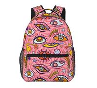 Zaini per dolci e dessert, zaini per laptop per viaggi e lavoro, borse leggere per libri per uomini e donne, Adolescente anni '70 Retro Occhi Pattern Hippie (2), One Size, Zaino daypack