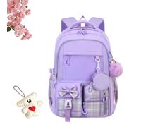 Zaini scolastici ergonomici for ragazze, borse scolastiche for ragazze | Idrorepellente e antifurto, scomparti multipli, perfetto for la scuola, i viaggi e i fine settimana(Purple,Single bag)