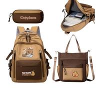 Zaini Scuola Capybara - Zaino da Viaggio con Astuccio e Borsa a Tracolla | Capiente Estetica Carina per Scuola Ragazzi Ragazze Quotidiano