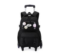 Zaini Scuola con Ruote Bambini Elementare Scuola Zaino Trolley Ragazzi Borsa Bambina Cartella Scuola Adolescenti Zainetti Primario Nero 32x18x45cm