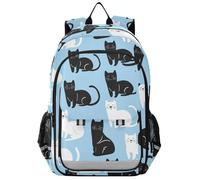 zaini scuola per bambini 8-12: borse leggere per la scuola media in colori assortiti - Cartoon simpatico gatto bianco e nero