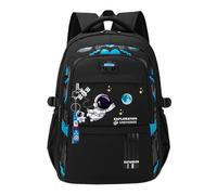 Zaini Spaziali per Ragazzi e Ragazze con Ciondolo Astronauta Borse per la Scuola, A02-nero, 33(L)*19(W)*47cm(H)