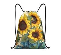 Zaini Sportivi alla Sunflower Print Resistente Borsa da Ginnastica Regolabili Sacca Zainetto per All'Aperto Viaggio Spiaggia 39X46Cm