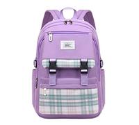 zaini, Zaino vintage for laptop da donna, zaino sottile con motivo a quadri e multifunzione for studenti universitari(Purple)
