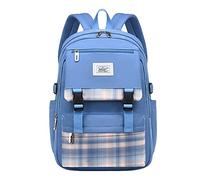 zaini, Zaino vintage for laptop da donna, zaino sottile con motivo a quadri e multifunzione for studenti universitari(Blu)