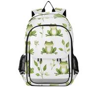 Zaino 1 tracolla per bambini 8-12: borsa per libri moderna per la scuola media in colori assortiti - cartone animato divertente Rana bianca