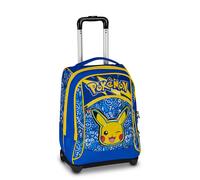 Seven Pokemon Big Trolley, 36 L, Doppio Scomparto, Spallacci a scomparsa, Doppio uso, Tasca frontale, Scuola elementare, Pikachu, Bambini e Bambine, giallo/blu