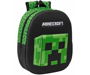 Zaino 3D Creeper Minecraft Verde/Nero Per Scuola Viaggi Fan Giocatori 35X29X10cm