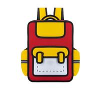 Zaino 3D in stile cartone animato, con disegno 2D, per la scuola materna, per bambini e studenti elementari, Rosso, Bohemian