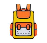 Zaino 3D in stile cartone animato, con disegno 2D, per la scuola materna, per bambini e studenti elementari, Giallo, Bohemian