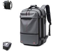 Zaino, 60 L, Zaino Espandibile Con Compressione Sottovuoto, Zaino Da Viaggio Antifurto For Esterni, Zaino Sottovuoto Espandibile Idrorepellente(Gray,Manual Press)