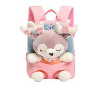 Zaino a forma di animale in peluche - renna e peluche rimovibile, zaino da viaggio con bretelle, zaino prescolare per ragazzi e ragazze, regali, Rosa, Se référer à la description,