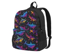 Zaino a forma di squalo colorato e carino per uomo e donna, ideale per viaggi, escursioni, leggero, zaino per laptop, pesca, moda, grande capacità, zaino impermeabile, lavoro, università, nero, cari