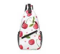 Zaino A Monospalla Cherry Hearts Pattern Antifurto Borse Petto Pratica Borsa Pettorale per Campeggio Moto Uomo