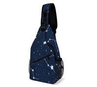 Zaino A Monospalla Constellation Galaxy Starry Night Stars Glow In The Dark Midnight Portatile Borsa A Tracolla Militare Causal Borsa A Spalla Uomo per Viaggio Outdoors Campeggio