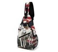 Zaino A Monospalla Wolves And Wolf American Flag Sportivo Tracolla Borse Multiuso Borsa Pettorale per Viaggio Campeggio Donna