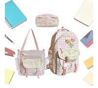 Zaino a quadri Preppy resistente con custodia per penne, alla moda intemperata, Rosa, Se référer au descriptif, Fare riferimento alla descrizione