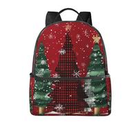 Zaino a scacchi con albero di Natale per donne e uomini, con fiocco di neve, borsa per la scuola per adolescenti, borsa per libri casual per università, viaggi, lavoro