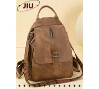 Zaino a soffietto in stile retrò in pelle PU anti-furto, borsa da donna multifunzionale alla moda, borsa da viaggio leggera con tasche multiple, zaino scolastico di grande capacità semplice, comoda bo