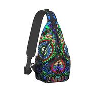Zaino a Spalla Sling per Donna Uomo Antifurto Multiuso Satchel Bookbags Zaino da Viaggio Daypack Custodia per Fotocamera, Teschi di Zucchero Messicano Vintage Day Of The Dead Flower Art Crossbody Da