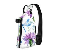 Zaino a tracolla a tracolla Acquerello Fiore blu Libellula Viaggio Escursionismo Petto Zaino Borsa a tracolla con una tracolla