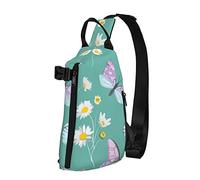 Zaino a tracolla a tracolla Acquerello Margherita Farfalla Rosa Viaggio Escursionismo Petto Zainetto Borsa a tracolla con una tracolla