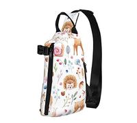 Zaino a tracolla a tracolla acquerello rosa coniglietto gufo riccio viaggio escursionismo petto zaino borsa a tracolla con una cinghia