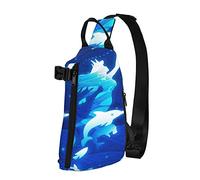 Zaino a tracolla a tracolla Blue Starry Mermaid Dolphins Travel Hiking Chest Daypack One Strap Shoulder Bag