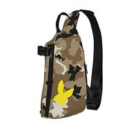 Zaino a tracolla a tracolla Butterfly Camo Yellow Travel Hiking Chest Daypack One Strap Shoulder Bag